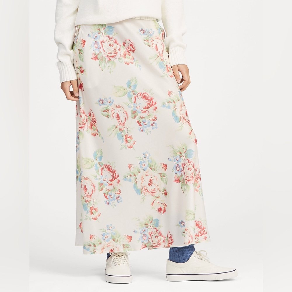 NWT Polo Ralph Lauren Floral Print Midi Length Skirt